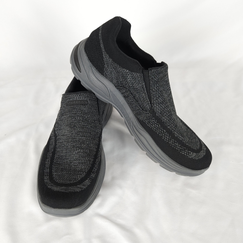 Skechers Black and Gray Slip-On Loafers with Cushioned Soles